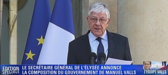 Le secrétaire générale de l'Elysée annonce le gouvernement Valls
